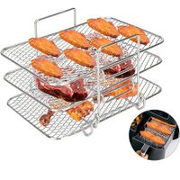 Hot Air Fryer Grill Grate Dehydrate Rack Compatible with Ninja Dual Airfryer with 3 Layers