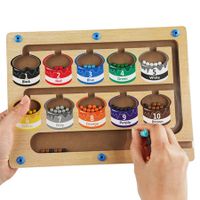 Children Montessori Sorting Toys Magnetic Suction Beads Shift Color Sort Counting Board Fine Motor Education Wooden Sensory Toys