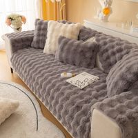 Thick Rabbit Plush Sofa Cushion, Fluffy Couch Cushion Covers Furniture Protector (Grey, Sofa Cushion 70*150 cm)