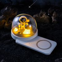 LED Astronaut Colorful Night Light | USB Wireless Charging Bluetooth Speaker