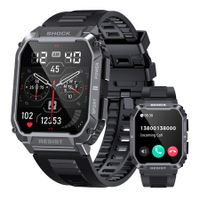 Military Smart Watches for Men,1.95" IP68 Waterproof Smart Watch with Bluetooth Call (Answer/Make Calls),123 Sports Modes Fitness Tracker Watch Tactical Smartwatch for iPhone Android Phone (Black)