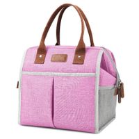Lunch Bag Insulated Cooler Tote Bags Adult Reusable with Water Resistant for Work School Travel Picnic-Pink