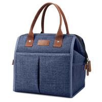 Lunch Bag Insulated Cooler Tote Bags Adult Reusable with Water Resistant for Work School Travel Picnic-Blue