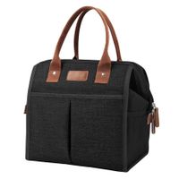 Lunch Bag for Women & Men, Large Adult Insulated  Freezable Lunch Box Cooler Tote Bags (Black)