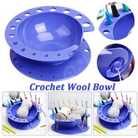 Plastic Crochet Bowl Prevent Fall Round Crochet Storage Organizer Large Capacity Crochet Wool Bowl with Hole for DIY Accessories