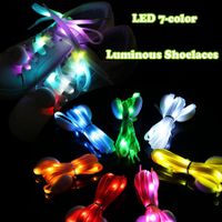 1 Pair LED Luminous Shoelaces Various Colours Glowing Sport Shoe Laces Flash Light Flat Sneakers Canvas Shoe Strings Party Decor 7 Color