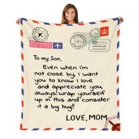 Fleece Blanket to My Son Letter Printed Quilts Dad Mom for Son's Air Mail Blanket Positive Encourage and Love Son's Flannel Blanket Gifts (50x60in)