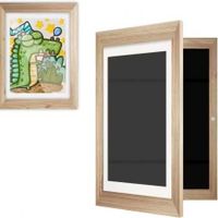 Children Art Frames Kids Artwork Storage Rack Magnetic Front Open Changeable for Poster Photo Drawing Paintings Pictures Display Color Wood
