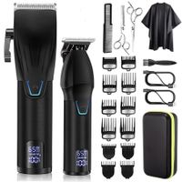 Professional Hair Clippers Trimmer Barber Clipper Set Cordless Hair Cutting Grooming Haircut Kit for Men-Black