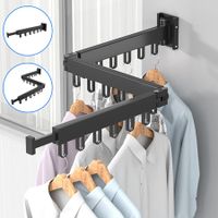 Balcony Clothes Drying Rack Folding Clothes Hanger Invisible Retractable Wall Mount Clothes Hanger Indoor Household Organization