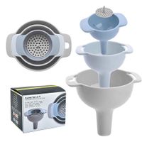 Kitchen Funnel with Detachable Strainer Filter, Small/Medium/Large Funnel for Filling Bottles with Oil, Liquid, Food, Powder