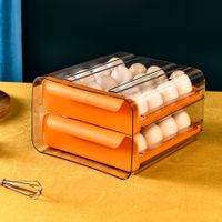 Large Capacity Egg Holder for Refrigerator Egg Storage Container Stackable Clear Plastic(Orange-2 Layer)