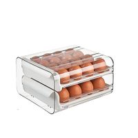 Large Capacity Egg Holder for Refrigerator Egg Storage Container Stackable Clear Plastic(White-2 Layer)