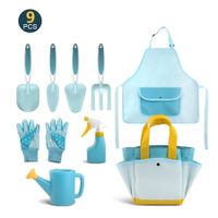 Kids Gardening Tools toy Set 9PCS Toddler Gardening Set Children Watering Can， Gloves, Shovel, Rake,  Rake, Fork, Apron, Sprayer