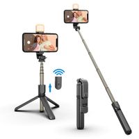 Selfie Stick Tripod with Fill Light,Aluminium Alloy Selfie Stick Tripod Stand & Phone Holder with Wireless Remote,Selfie Light for Live Streaming,Makeup,YouTube Video,Compatible with iOS/Android