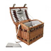 Alfresco 4 Person Picnic Basket Baskets Wicker Deluxe Outdoor Insulated Blanket