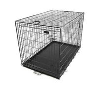 Collapsible Pet Cage Dog Crate  48" Extra Extra Large XXL Size with Handles, 2 Gates and ABS Tray - Black