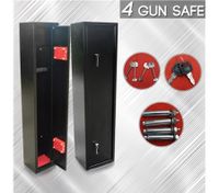 4 Gun Lockbox Steel Firearm Storage Safe Cabinet