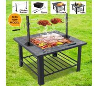 Multi-Function BBQ Fire Pit with Removable Chicken Roaster