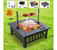 BBQ Grill Fire Pit with Removable Chicken Rotisserie