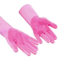 Magic Dish Washing Gloves with Scrubber, Silicone Reusable Cleaning Gloves, Heat-proof Household Scrubber Gloves