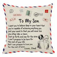 Father's Gift To His Son Pillow Covers To My Son, Envelope Decorative Square Throw Pillow Case For Holiday Birthday Gifts (For Son)