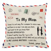 Son's Gift To My Mom Pillow Covers Envelope Decorative Square Throw Pillow Case For Mother's Day Birthday Valentines Gifts (For Mom)