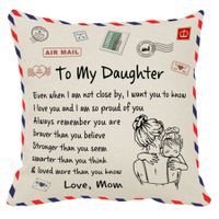 Mother's Gift To His Daughter Pillow Covers For Daughter, Envelope Decorative Square Throw Pillow Case For Holiday Birthday Gifts (For Daughter)