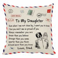Father's Gift To His Daughter Pillow Covers For Daughter, Envelope Decorative Square Throw Pillow Case For Holiday Birthday Gifts (For Daughter)