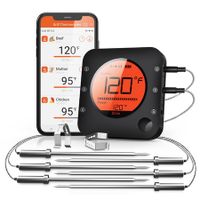 Digital Meat Thermometer Wireless Bluetooth for BBQ Smoker Kitchen Cooking Grill Thermometer Timer-6 Probes