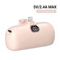 Mini Power Bank iPhone Portable Charger 5000mAh Fast Charging Ultra-Compact for iPhone 14/14Pro/14 Plus/13/13 Pro-Pink