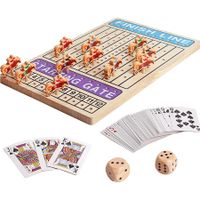 Horse Racing Board Game, Wooden Poker Toy with 11 Durable Horse Dice and Cards for Kids, Family Game, Chess Set