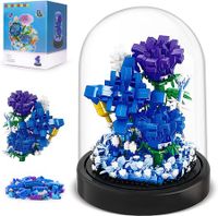 Flower Bouquet Building Kit - 630 PCS Valentines Day Gift Bonsai Tree Sets for Adult Girlfriend Wife (Blue Roses)