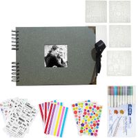 80 Pages Scrapbook Photo Album, DIY Craft Paper Photo Book , DIY Handmade Album Scrapbook Set, Records Anniversary, Graduation, Travelling,Color Grey