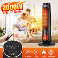 Maxkon 2000W Electric Heater Space Tower Room Indoor Energy Efficient Portable Fireplace Instant Oscillating Warmer Cooling Fan Remote