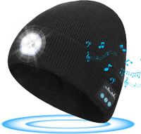 Men's Beanie with Bluetooth and LED, 2 in 1 Rechargeable Winter Beanie V5.0 Bluetooth Hat