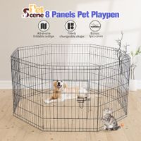 Dog Playpen Pen Pet Puppy Cage Crate Fence Indoor Exercise Play Pen 8 Panels Enclosure Barrier Foldable Cat Kitten Rabbit