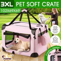 Dog Crate Kennel Soft Cat Travel Carrier Puppy Carry Bag Pet Cage Extra Large Foldable Portable 3XL Pink