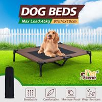 Dog Trampoline Bed Large Pet Cot Raised Elevated Sofa Camping Outdoor Indoor Washable Durable Portable Brown L