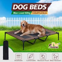 Dog Trampoline Bed Extra Large Pet Raised Sofa Elevated Cot Outdoor Camping Indoor Portable Washable Durable Brown XL