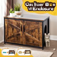 Cat Litter Box Enclosure Top Open Pet House Furniture Storage Bench Table Hidden Cabinet Particleboard Metal