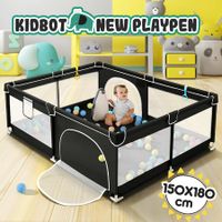 Baby Playpen Playground Fence Pen Kids Safety Gate Indoor Game Activity Centre Enclosure Barrier Play Room Yard 150x180cm Mesh Walls