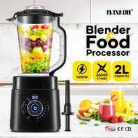 2L Blender Mixer Food Processor Juicer Smoothie Maker Meat Grinder Ice Crusher Machine Commercial Black 10 Speeds 8 Blades