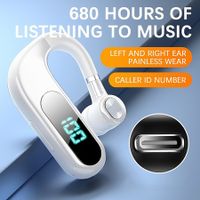 Newest Single Ear Stereo In-ear Earphone Long Standby Bluetooth Wireless Business Headset Hands-free Driving Stereo Earbuds Color WHITE