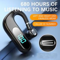 Newest Single Ear Stereo In-ear Earphone Long Standby Bluetooth Wireless Business Headset Hands-free Driving Stereo Earbuds Color Black
