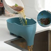 Elephant Drain Basket Kitchen Storage Drain Basket Multi-purpose Fruit Vegetable Drain Basket Plastic Drain Basket(Blue)