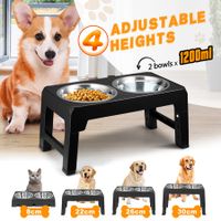 Raised Dog Bowls Stand Elevated Pet Food Water Feeder Dispenser Double Stainless Steel Feeding Holders No Spill Adjustable