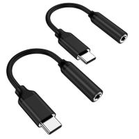 USB Type C to 3.5mm Female Headphone Jack Adapter,USB C to Aux Audio Dongle Cable Cord Compatible with Pixel 4 3 2 XL,Samsung Galaxy S21 S20 Ultra S20+ Note 20 10 S10 S9 Plus for iPad Pro (2pack,Black)