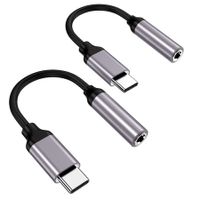 USB Type C to 3.5mm Female Headphone Jack Adapter 2 pack,USB C to Aux Audio Dongle Cable Cord Compatible with Pixel 4 3 2 XL,Samsung Galaxy S21 S20 Ultra S20+ Note 20 10 S10 S9 Plus for iPad Pro (Grey)