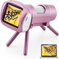 Digital Microscope for Kids Beginner 2' LCD Portable Pocket Microscope Toy STEM Science Kit-Pink